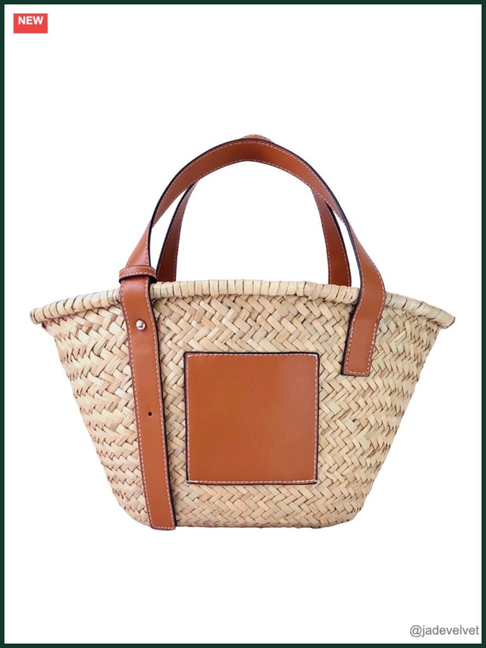 Natural Straw Woven Tote Bag with PU Leather Strap Top Handle - Picture 6 of 6